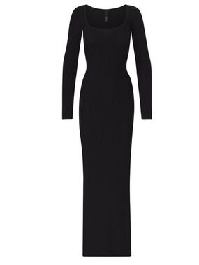 SKIMS Black Long Sleeve Soft Lounge Maxi Dress NWT